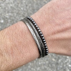 Men's Bracelets Association 2 Steel band + 1 bracelet hematite