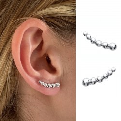 925 silver beaded earrings - Earlobe contour , lobe outline - DÉESSE