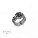 Blackened 925 silver mens ring - Compass signet ring - Men's jewelry