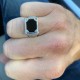 Large signet ring for men with black onyx - rectangular stone - 925 silver jewel