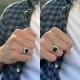 Large signet ring for men with black onyx - rectangular stone - 925 silver jewel