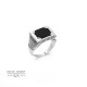 Large signet ring for men with black onyx - rectangular stone - 925 silver jewel