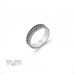 Anneau ethnique argent massif - Bague homme