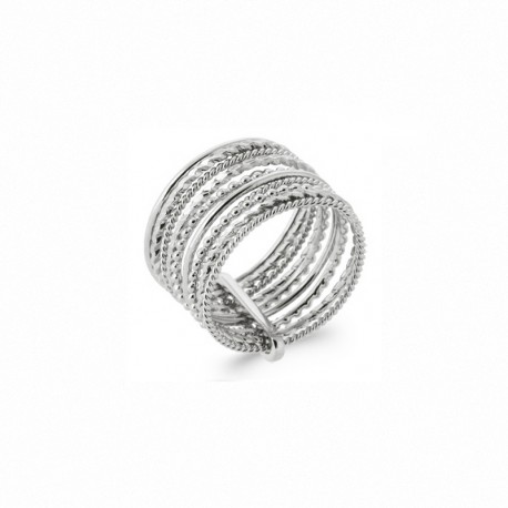 Bague dix anneaux en argent 925 - SOFIA - Bague semainier Bague large