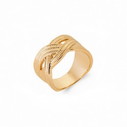 Bague anneau entrelacé aspect cordes tressées en plaqué or - SOFIA