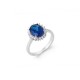 Blue stone ring, surrounded by small zirconium oxide brilliants - DUCHESS - 925 silver - Kate