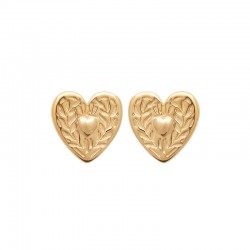 Heart earrings original gold plated - AMOUR- Double heart love