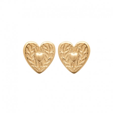 Heart earrings original gold plated - AMOUR- Double heart love