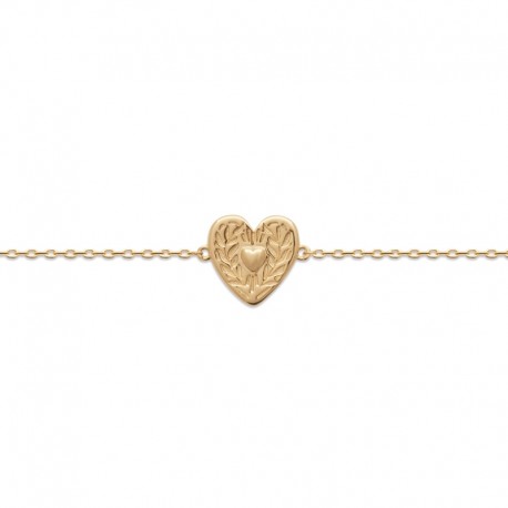 Bracelet cœur originale plaqué or - AMOUR - Double cœur