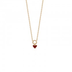 Collier cœur rouge plaqué or - AMOUR -