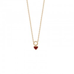 Red heart necklace in gold plated - AMOUR