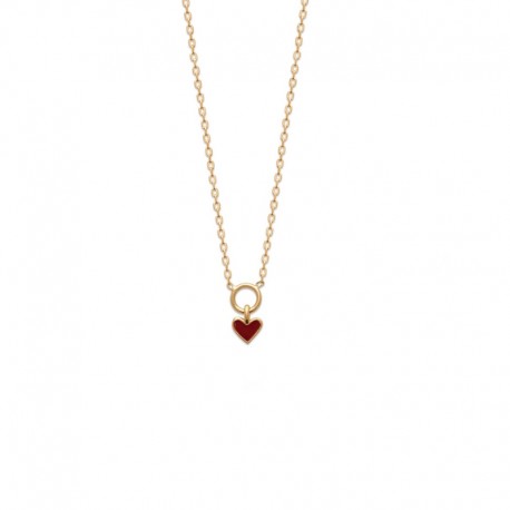 Collier cœur rouge plaqué or - AMOUR -