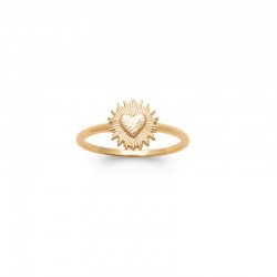 Heart ring on sunburst gold plated - AMOUR - Sun love