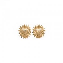 Heart earrings on sunburst gold plated - AMOUR - Sun love