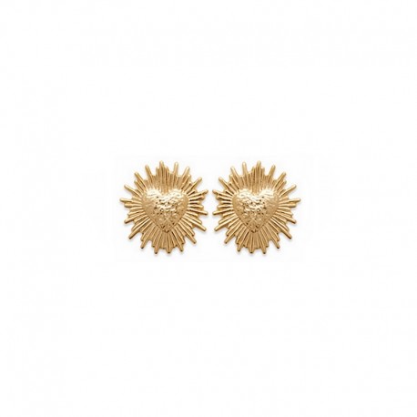 Heart earrings on sunburst gold plated - AMOUR - Sun love