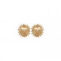 Heart earrings on sunburst gold plated - AMOUR - Sun love