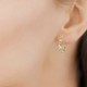 Gold plated earrings hoops 0.75 inch - Curb link and zircon - Rigid mesh chains