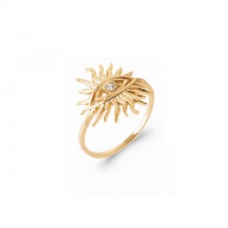 Gold plated ring, good luck, evil eye and sun - NAZAR -