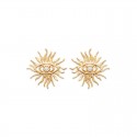 Gold plated earrings, lucky charm, evil eye and sun - NAZAR -