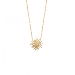 Gold plated necklace, good luck, evil eye and sun - NAZAR -