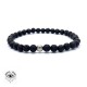 Eye bracelet in black lava rock 6mm - Natural gemstone and silver bead