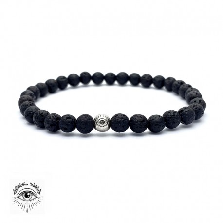 Bracelet oeil homme femme perles noires - Bracelet de protection