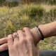 Eye bracelet in black lava rock 6mm - Natural gemstone and silver bead