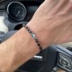 Ebony wood bracelet, blue eye bead and 925 silver beads - Lucky charm bracelet