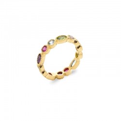 Bague pierres multicolores, anneau simple empierrés - BAZAR CHIC -