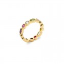 Bague pierres multicolores, anneau simple empierrés - BAZAR CHIC - Bague plaqué or 18K