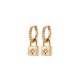 Padlock charm earrings with zircon on star shape - AMOUR - 18K gold plated hoops