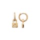 Padlock charm earrings with zircon on star shape - AMOUR - 18K gold plated hoops