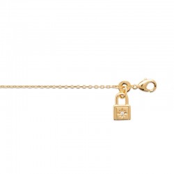 Bracelet pendentif cadenas avec zircon sur forme d'étoile - AMOUR - Plaqué or 18K