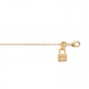 Padlock pendant bracelet with zircon on star shape - AMOUR - 18K gold plated