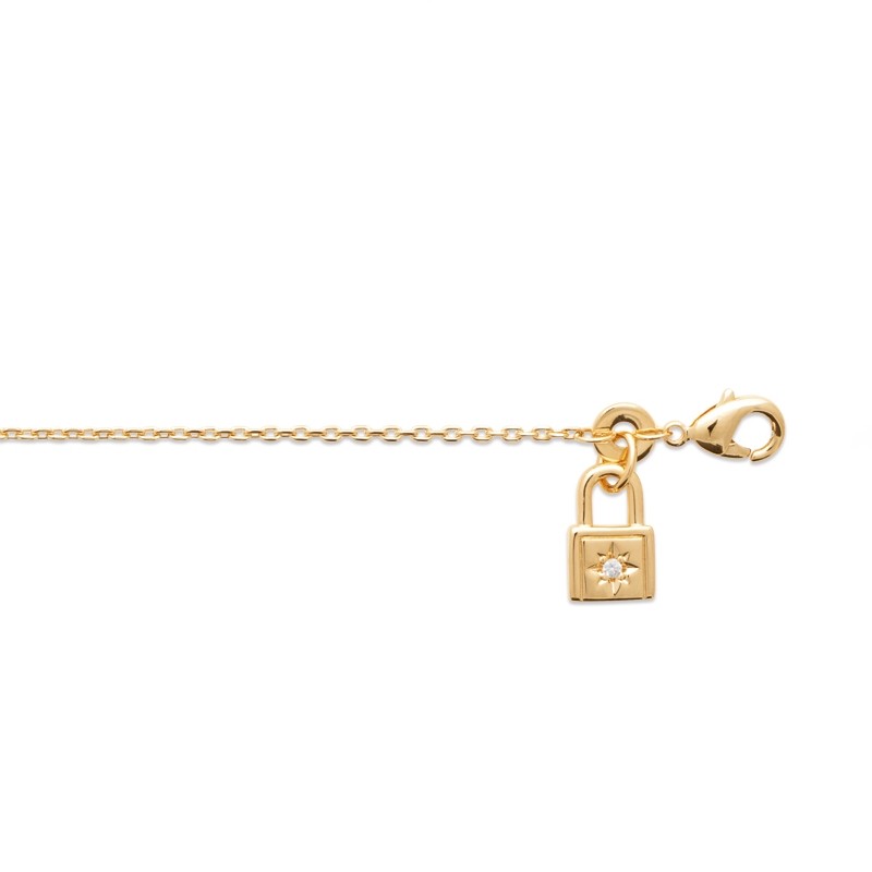 Bracelet chaine fine dorée pendentifs strass - Horizons Lointains