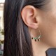 Gold plated hoops earrings in 1.2 inch - Green chalcedony with tassels - Medium hoops size