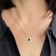Gold plated necklace, ONYX pendant - SOFIA - Fine chain necklace and natural stone