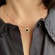 Gold plated necklace, ONYX pendant - SOFIA - Fine chain necklace and natural stone