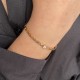 Rigid bangle in gold-plated link with zircon - Fine curb link bracelet
