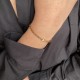 Rigid bangle in gold-plated link with zircon - Fine curb link bracelet