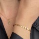 Rigid bangle in gold-plated link with zircon - Fine curb link bracelet