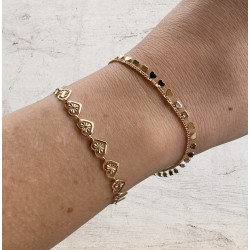 Radiant dangle heart bracelet 18K gold-plated - AMOUR -