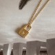 Collier pendentif cadenas avec zircon sur forme d'étoile - AMOUR - Plaqué or 18K
