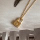 Padlock pendant necklace with zircon on star shape - AMOUR - 18K gold plated