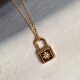 Padlock pendant necklace with zircon on star shape - AMOUR - 18K gold plated