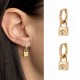 Padlock charm earrings with zircon on star shape - AMOUR - 18K gold plated hoops