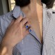 Blue stone ring, surrounded by small zirconium oxide brilliants - DUCHESS - 925 silver - Kate