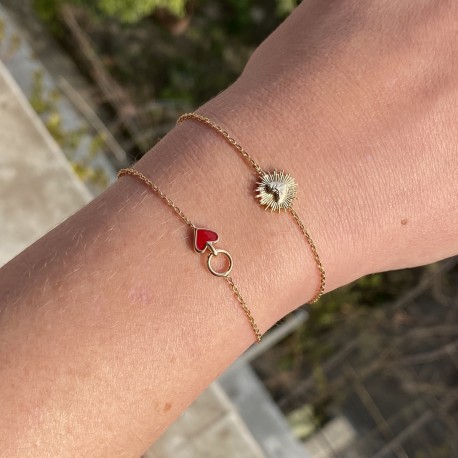 Red heart bracelet in gold plated - AMOUR