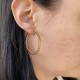 Gold plated earrings, medium hoops 1.6 inch - Curb link - Rigid mesh chains