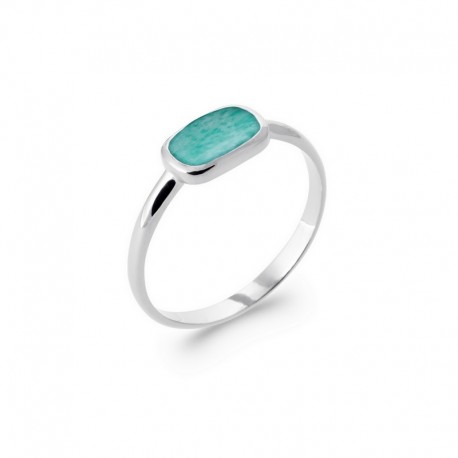 Bague Amazonite en argent 925 - Bague pierre verte - BAZAR CHIC -